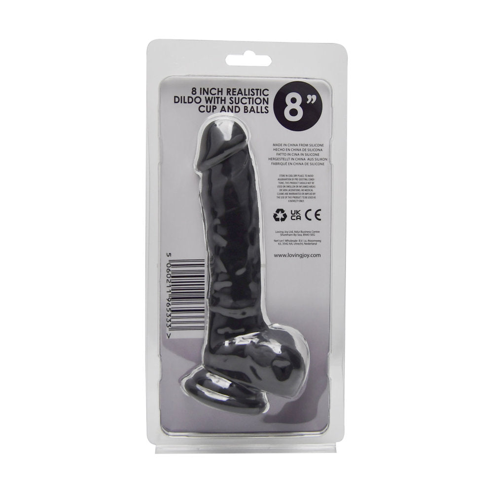 Vibrators, Sex Toy Kits and Sex Toys at Cloud9Adults - Loving Joy 8 Inch Realistic Silicone Dildo with Suction Cup and Balls Black - Buy Sex Toys Online