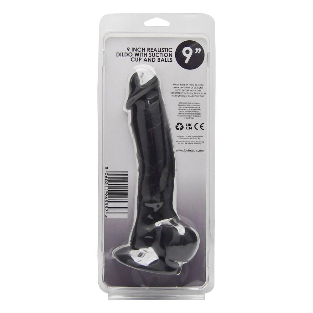 Vibrators, Sex Toy Kits and Sex Toys at Cloud9Adults - Loving Joy 9 Inch Realistic Silicone Dildo with Suction Cup and Balls Black - Buy Sex Toys Online