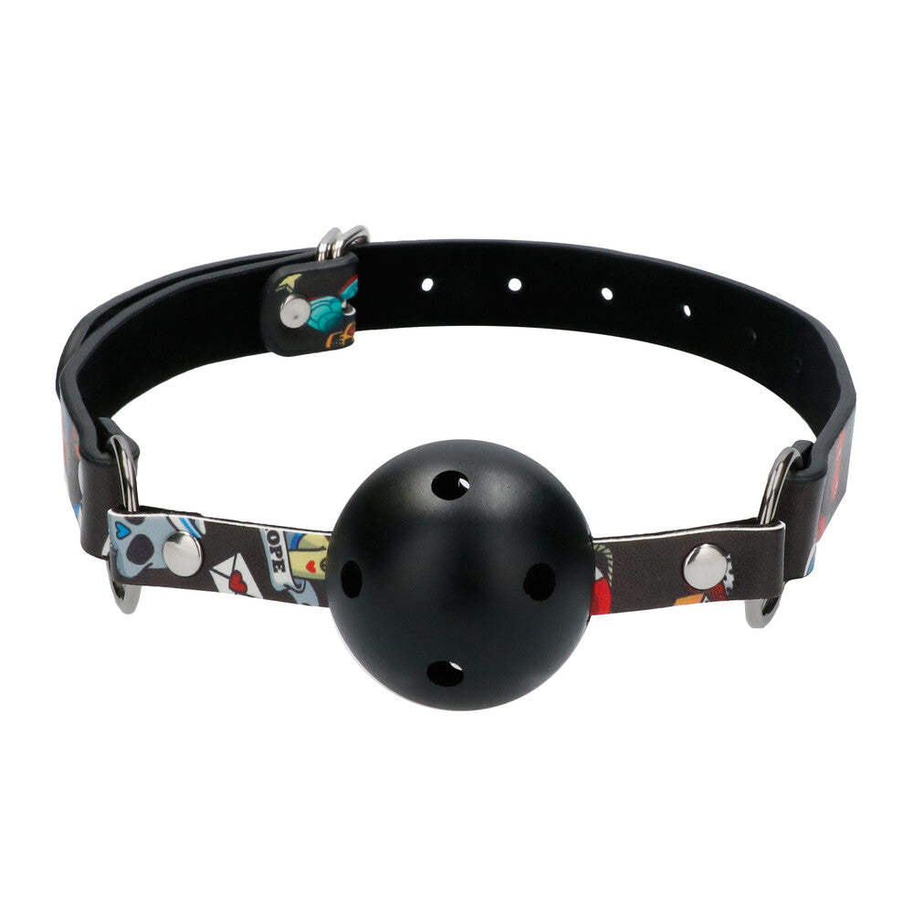 Vibrators, Sex Toy Kits and Sex Toys at Cloud9Adults - Ouch Breathable Ball Gag With Printed Leather Straps - Buy Sex Toys Online