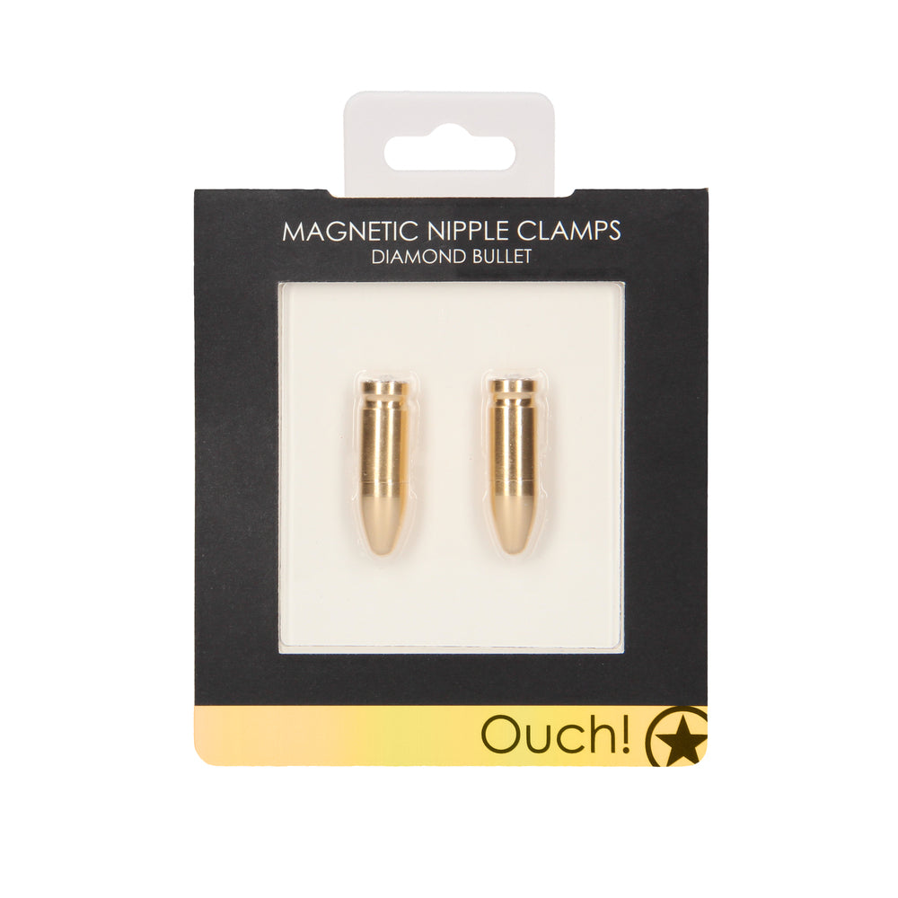 Vibrators, Sex Toy Kits and Sex Toys at Cloud9Adults - Ouch Magnetic Nipple Clamps Diamond Bullet Gold - Buy Sex Toys Online