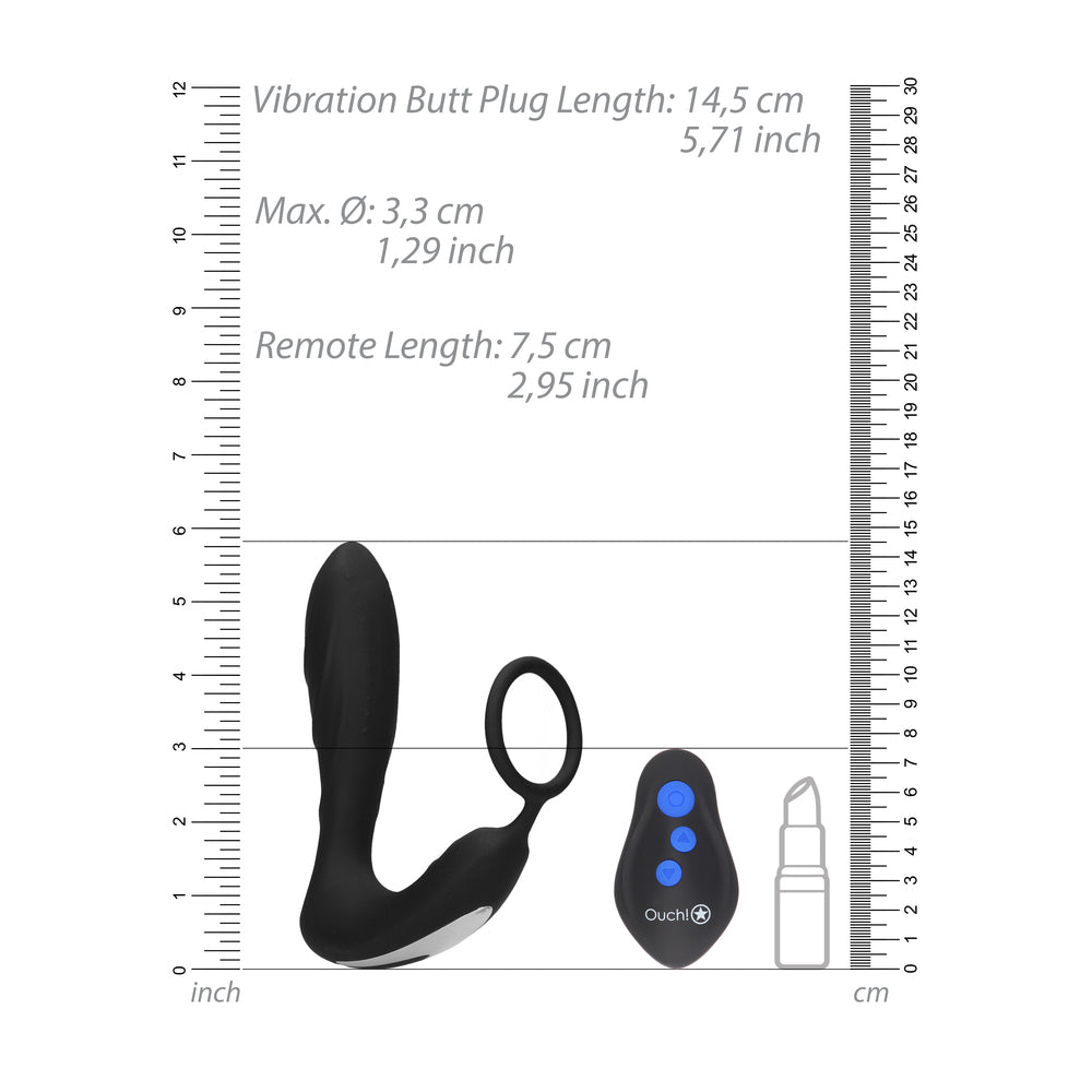 Vibrators, Sex Toy Kits and Sex Toys at Cloud9Adults - Ouch E Stimulation And Vibration Butt Plug And Cock Ring - Buy Sex Toys Online