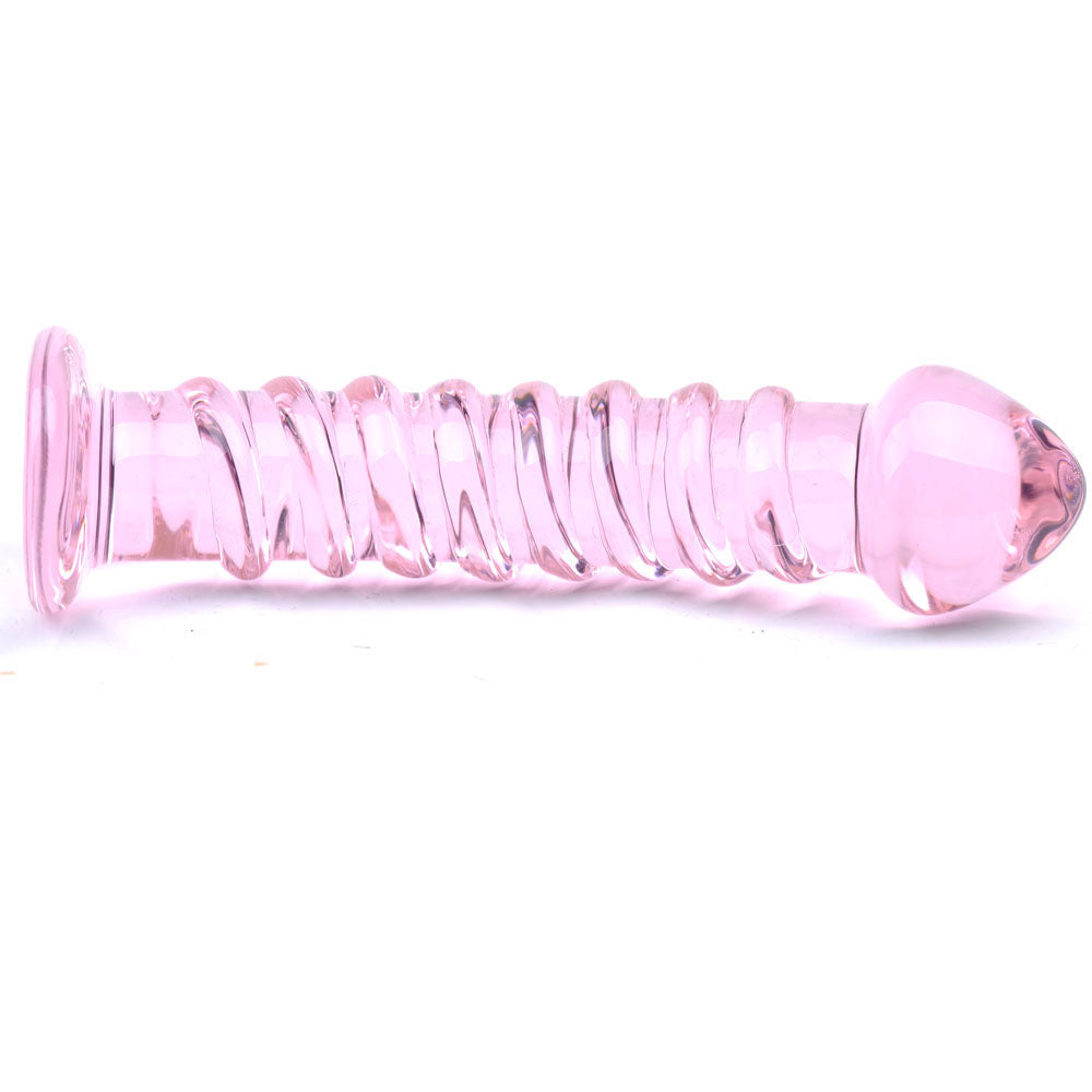 Vibrators, Sex Toy Kits and Sex Toys at Cloud9Adults - Textured Pink Glass Dildo - Buy Sex Toys Online