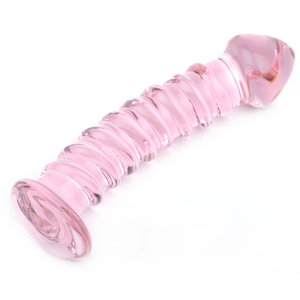 Vibrators, Sex Toy Kits and Sex Toys at Cloud9Adults - Textured Pink Glass Dildo - Buy Sex Toys Online