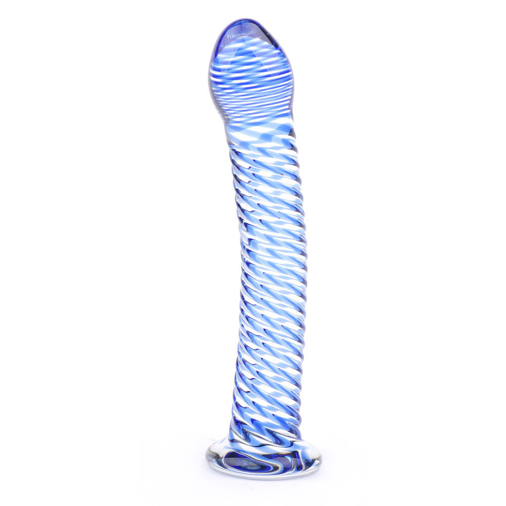 Vibrators, Sex Toy Kits and Sex Toys at Cloud9Adults - Glass Dildo With Blue Spiral Design - Buy Sex Toys Online
