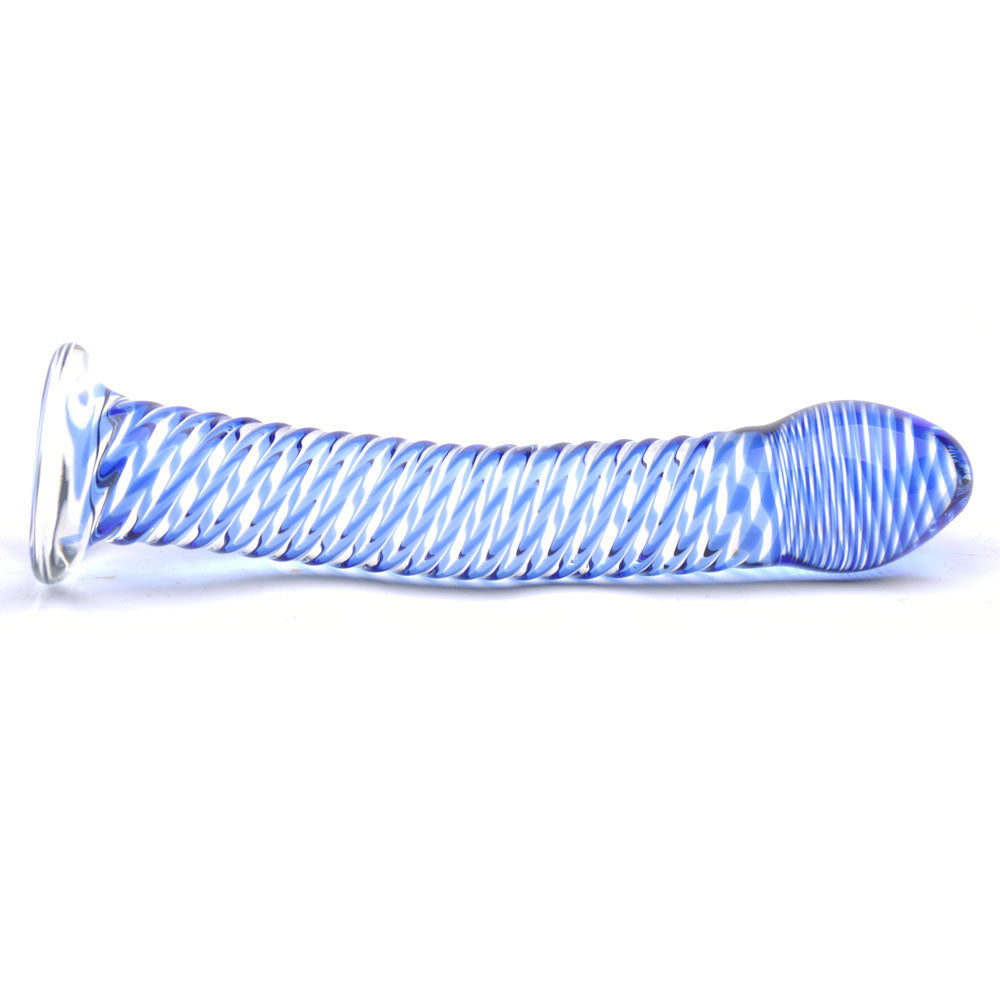 Vibrators, Sex Toy Kits and Sex Toys at Cloud9Adults - Glass Dildo With Blue Spiral Design - Buy Sex Toys Online