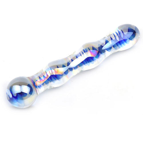 Vibrators, Sex Toy Kits and Sex Toys at Cloud9Adults - Blue Wavy Glass Dildo - Buy Sex Toys Online