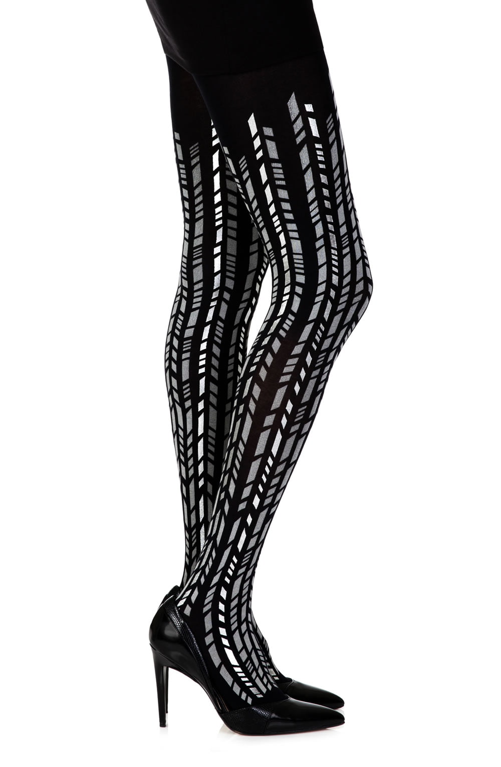 Vibrators, Sex Toy Kits and Sex Toys at Cloud9Adults - Zohara "Cross It" Black/Silver Print Tights - Buy Sex Toys Online