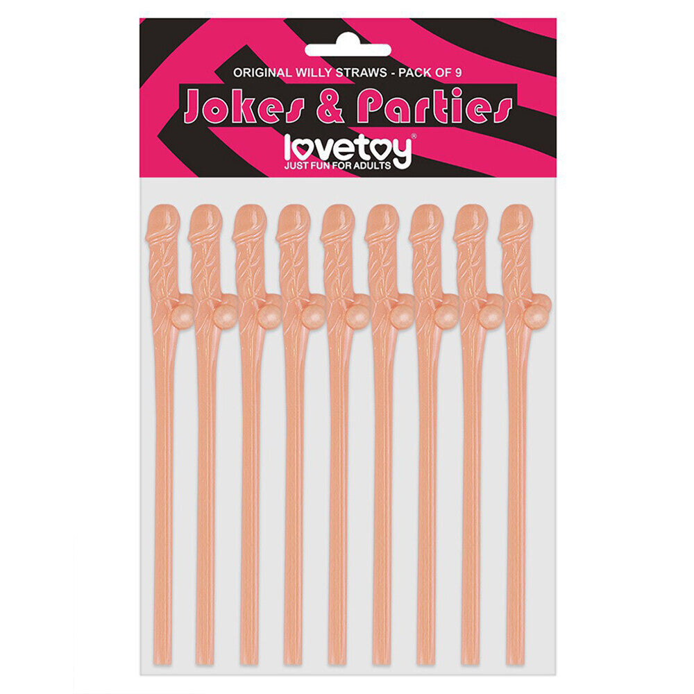 Vibrators, Sex Toy Kits and Sex Toys at Cloud9Adults - Lovetoy Pack Of 9 Willy Straws Flesh Pink - Buy Sex Toys Online