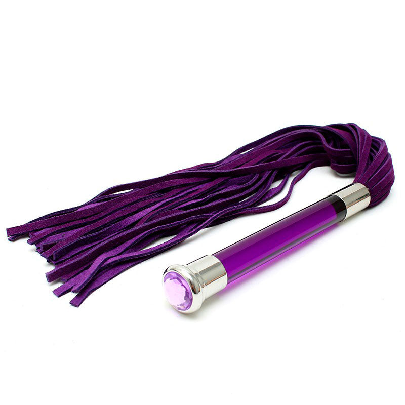 Vibrators, Sex Toy Kits and Sex Toys at Cloud9Adults - Purple Suede Flogger With Glass Handle And Crystal - Buy Sex Toys Online