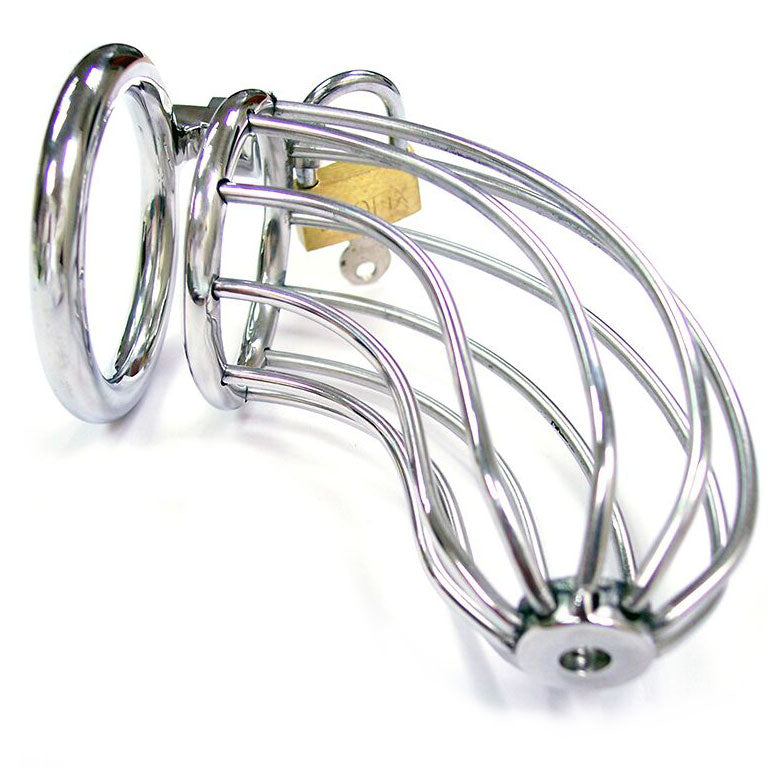 Vibrators, Sex Toy Kits and Sex Toys at Cloud9Adults - Rouge Stainless Steel Chasity Cock Cage With Padlock - Buy Sex Toys Online