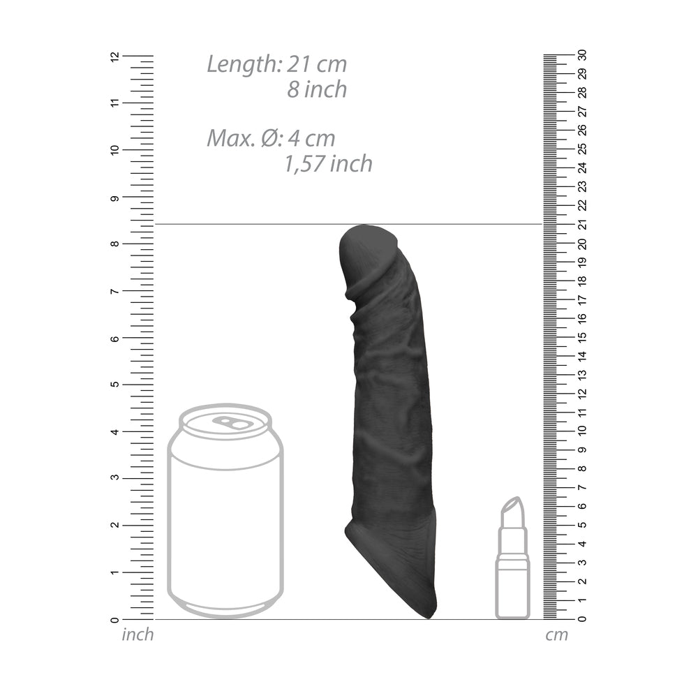 Vibrators, Sex Toy Kits and Sex Toys at Cloud9Adults - RealRock 8 Inch Penis Sleeve Black - Buy Sex Toys Online