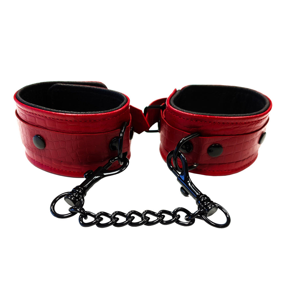 Vibrators, Sex Toy Kits and Sex Toys at Cloud9Adults - Rouge Garments Leather Croc Print Wrist Cuffs - Buy Sex Toys Online