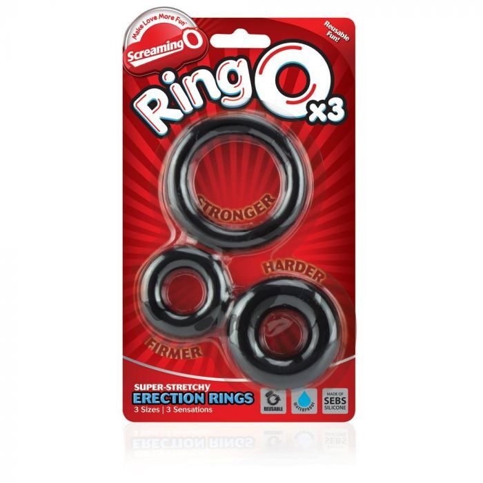 Vibrators, Sex Toy Kits and Sex Toys at Cloud9Adults - Screaming O RingO x3 Cock Rings Black - Buy Sex Toys Online