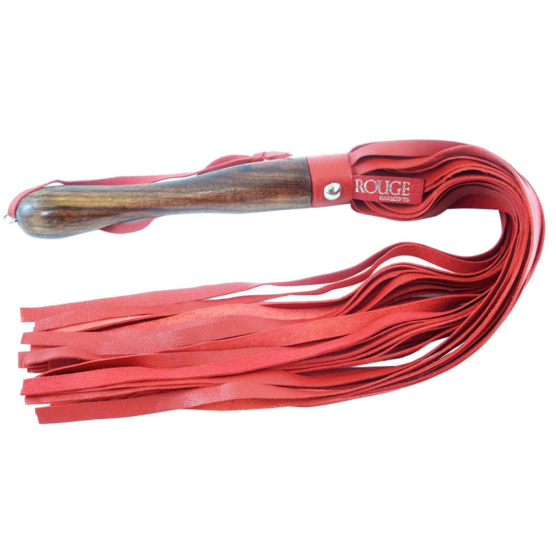 Vibrators, Sex Toy Kits and Sex Toys at Cloud9Adults - Rouge Garments Wooden Handled Red Leather Flogger - Buy Sex Toys Online