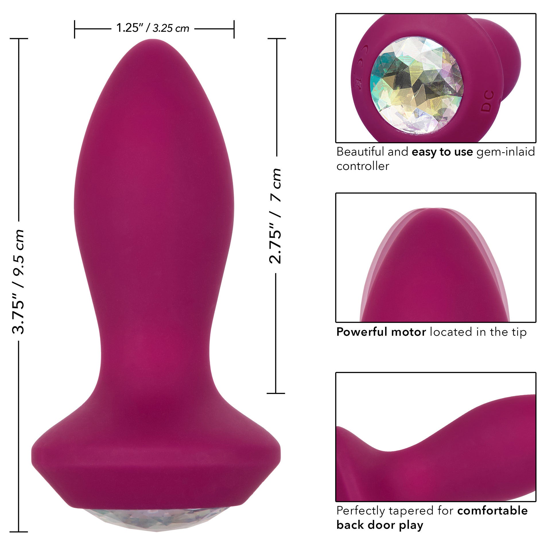 Vibrators, Sex Toy Kits and Sex Toys at Cloud9Adults - Power Gem Butt Plug Vibrating Crystal Probe PETITE - Buy Sex Toys Online