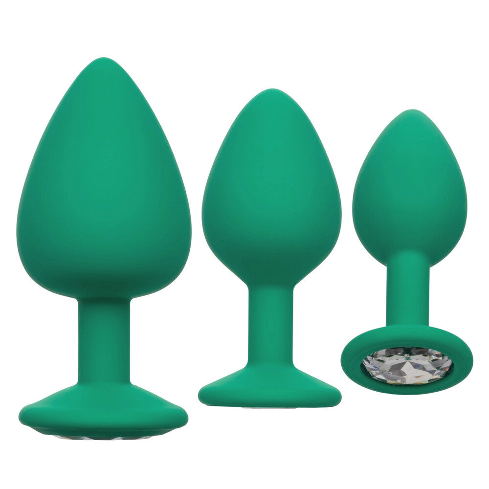Vibrators, Sex Toy Kits and Sex Toys at Cloud9Adults - Cheeky Gems Butt Plugs 3 Piece Set Green - Buy Sex Toys Online