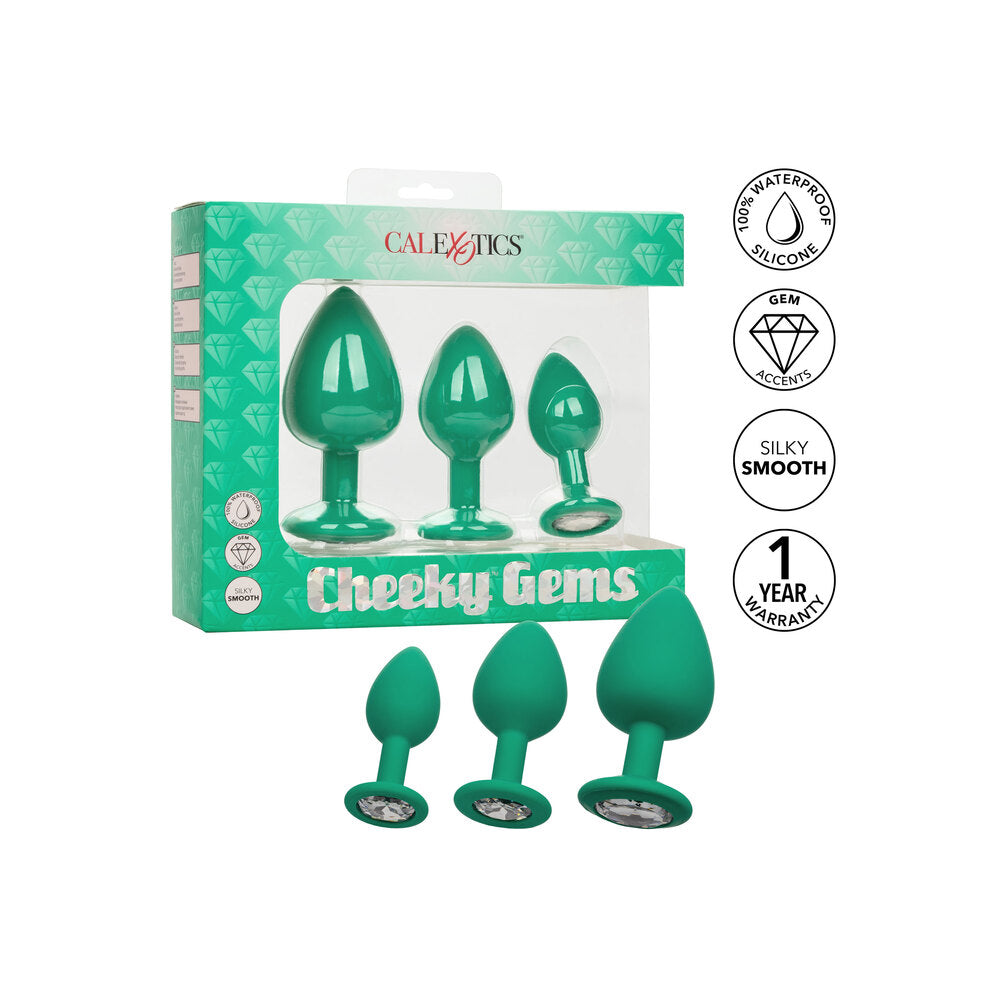 Vibrators, Sex Toy Kits and Sex Toys at Cloud9Adults - Cheeky Gems Butt Plugs 3 Piece Set Green - Buy Sex Toys Online