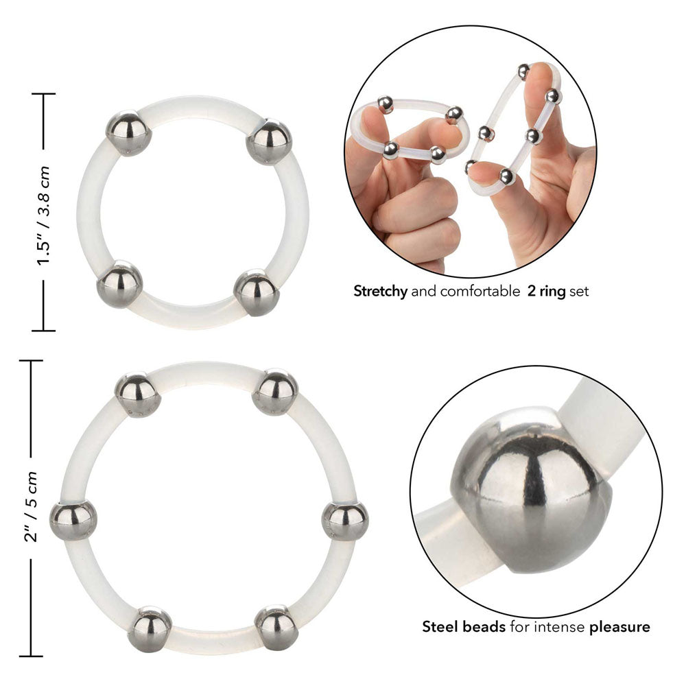 Vibrators, Sex Toy Kits and Sex Toys at Cloud9Adults - Steel Beaded Silicone Ring Set - Buy Sex Toys Online