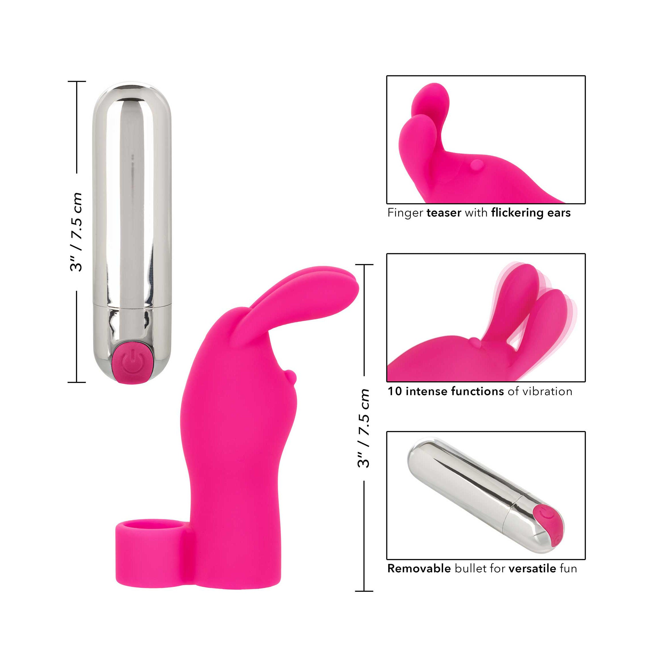 Vibrators, Sex Toy Kits and Sex Toys at Cloud9Adults - Intimate Play Pink Rechargeable Bunny Finger Vibrator - Buy Sex Toys Online