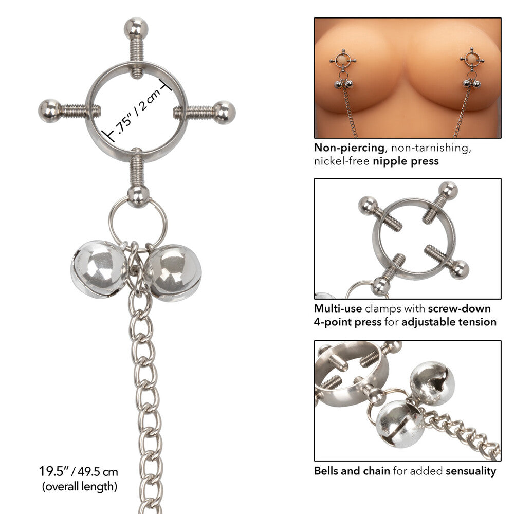 Vibrators, Sex Toy Kits and Sex Toys at Cloud9Adults - Nipple Grips 4 Point Nipple Press With Bells - Buy Sex Toys Online