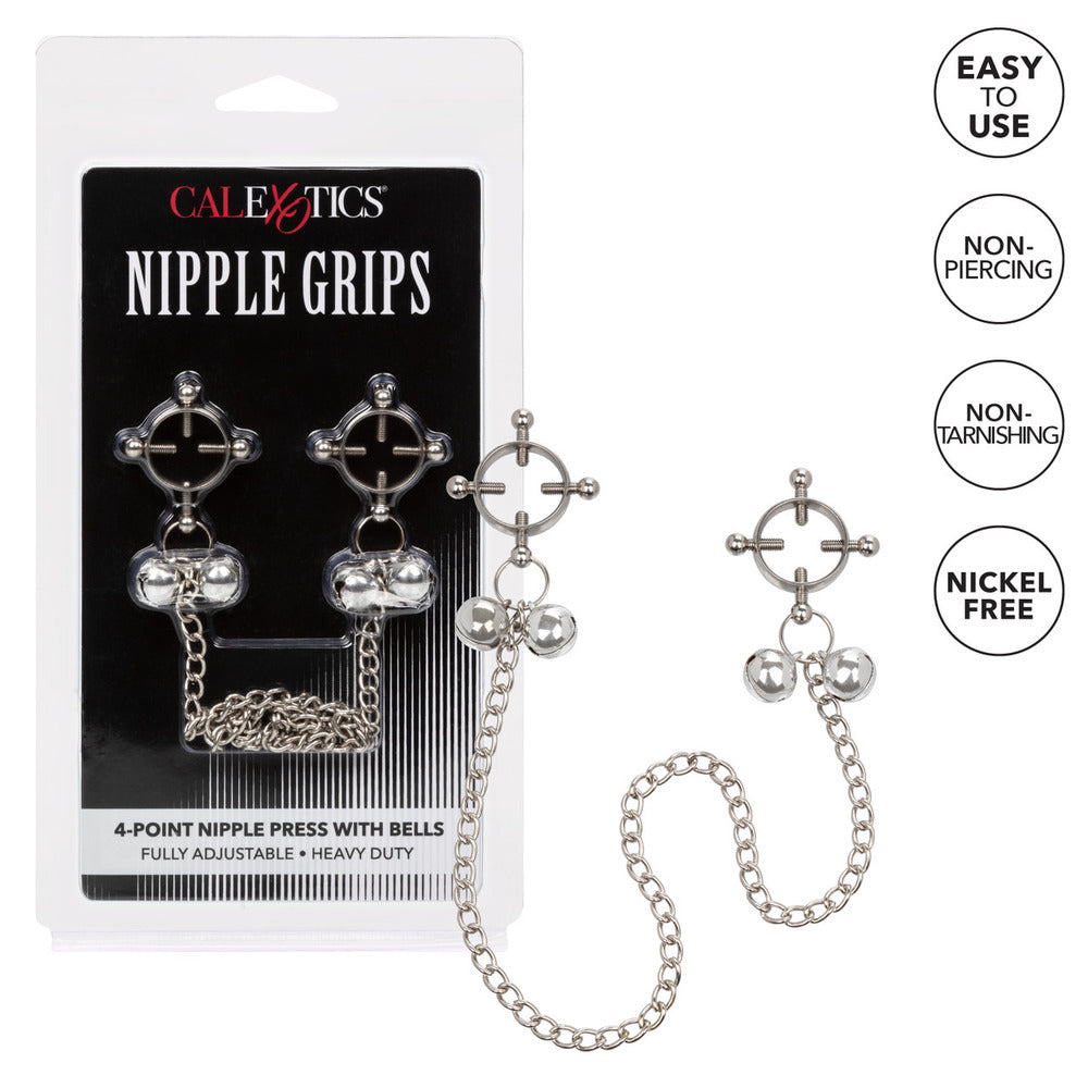 Vibrators, Sex Toy Kits and Sex Toys at Cloud9Adults - Nipple Grips 4 Point Nipple Press With Bells - Buy Sex Toys Online