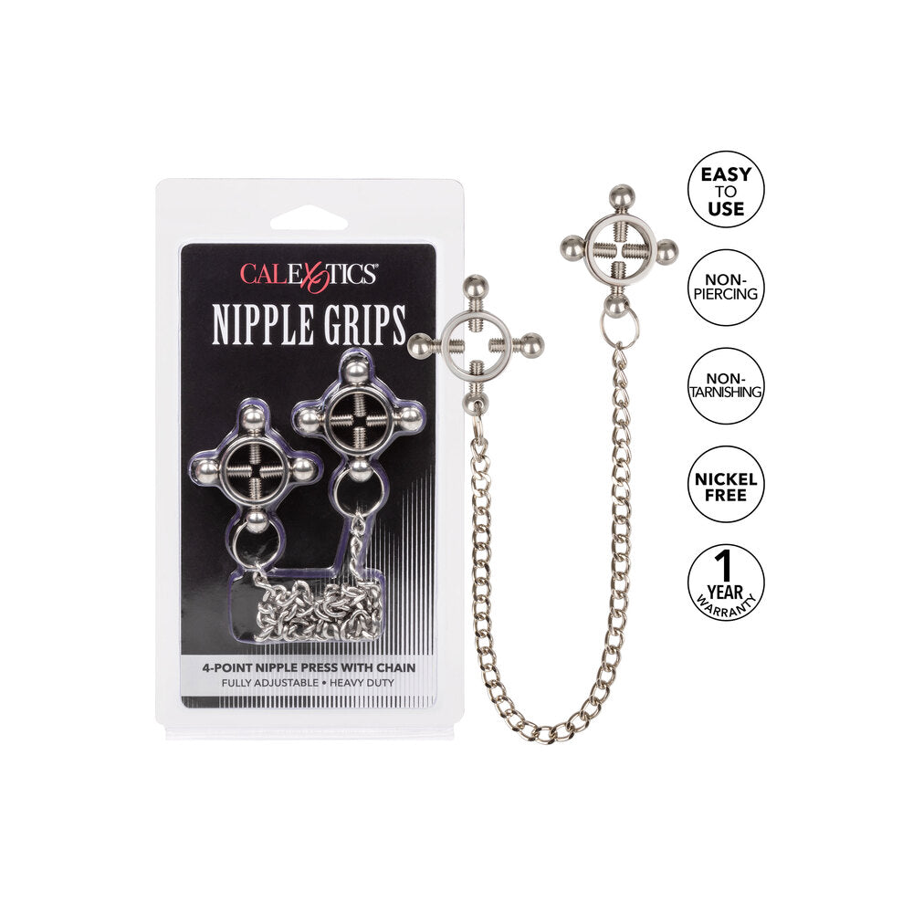 Vibrators, Sex Toy Kits and Sex Toys at Cloud9Adults - Nipple Grips 4 Point Nipple Press With Chain - Buy Sex Toys Online