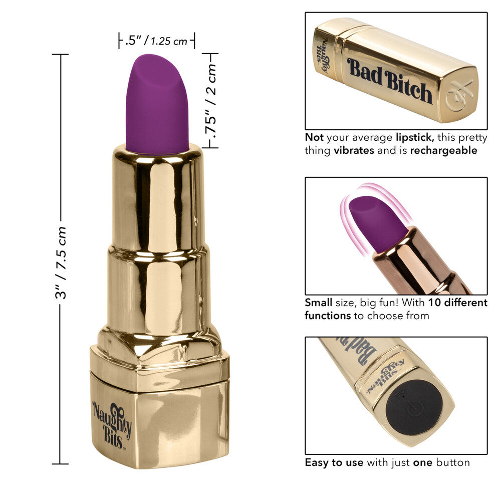 Vibrators, Sex Toy Kits and Sex Toys at Cloud9Adults - Naughty Bits Bad Bitch Rechargeable Lipstick Vibrator - Buy Sex Toys Online