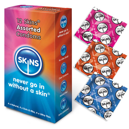 Vibrators, Sex Toy Kits and Sex Toys at Cloud9Adults - Skins Condoms Assorted 12 Pack - Buy Sex Toys Online