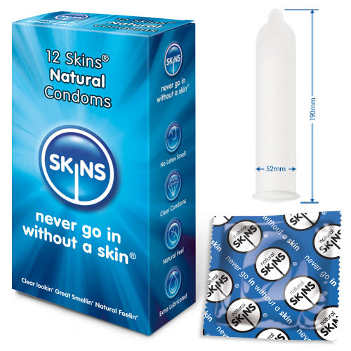 Vibrators, Sex Toy Kits and Sex Toys at Cloud9Adults - Skins Condoms Natural 12 Pack - Buy Sex Toys Online
