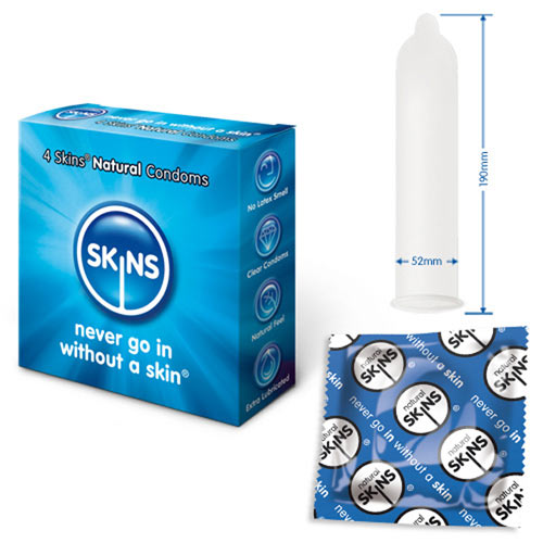 Vibrators, Sex Toy Kits and Sex Toys at Cloud9Adults - Skins Condoms Natural 4 Pack - Buy Sex Toys Online