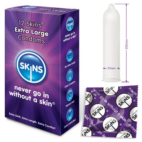Vibrators, Sex Toy Kits and Sex Toys at Cloud9Adults - Skins Condoms Extra Large 12 Pack - Buy Sex Toys Online