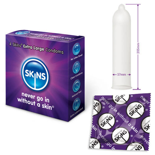 Vibrators, Sex Toy Kits and Sex Toys at Cloud9Adults - Skins Condoms Extra Large 4 Pack - Buy Sex Toys Online