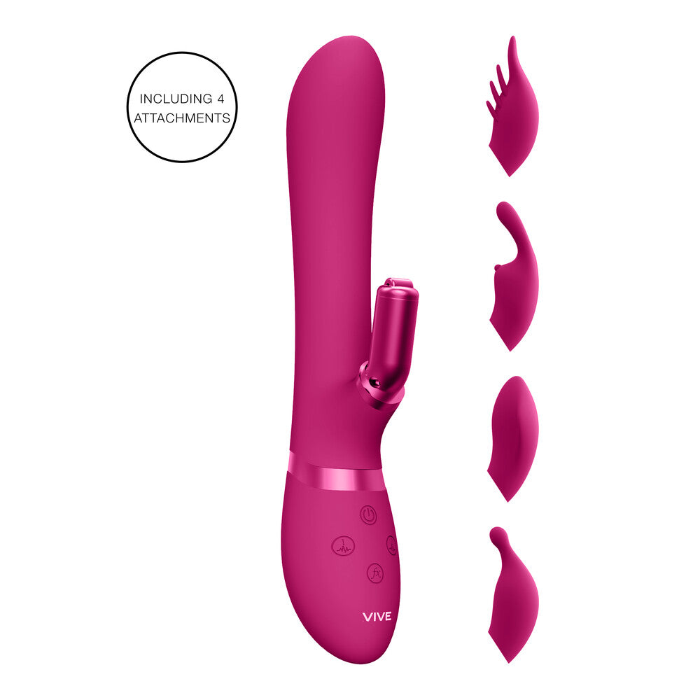 Vibrators, Sex Toy Kits and Sex Toys at Cloud9Adults - Vive Chou Double Action Interchangeable Rabbit Vibrator Pink - Buy Sex Toys Online