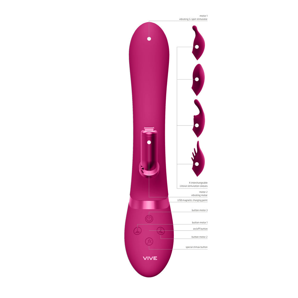 Vibrators, Sex Toy Kits and Sex Toys at Cloud9Adults - Vive Chou Double Action Interchangeable Rabbit Vibrator Pink - Buy Sex Toys Online