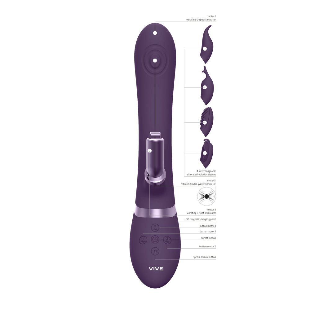 Vibrators, Sex Toy Kits and Sex Toys at Cloud9Adults - Vive Etsu Interchangeable Rabbit Vibrator Purple - Buy Sex Toys Online