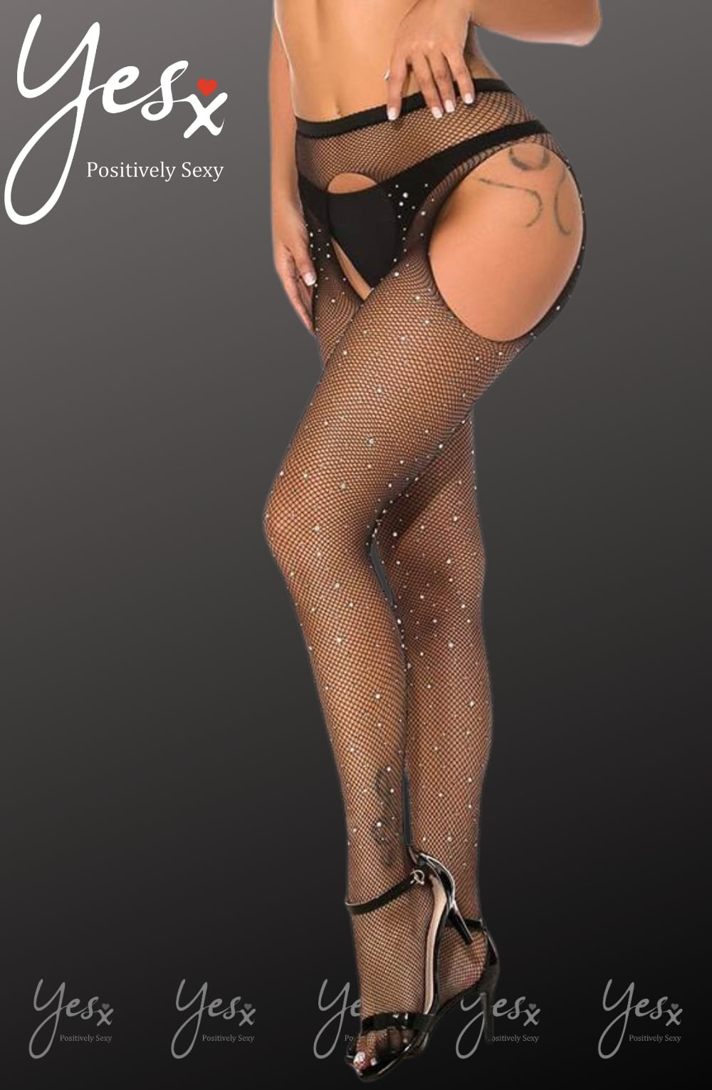 Vibrators, Sex Toy Kits and Sex Toys at Cloud9Adults - YesX YX850 Sparkly Fishnet Black - Buy Sex Toys Online