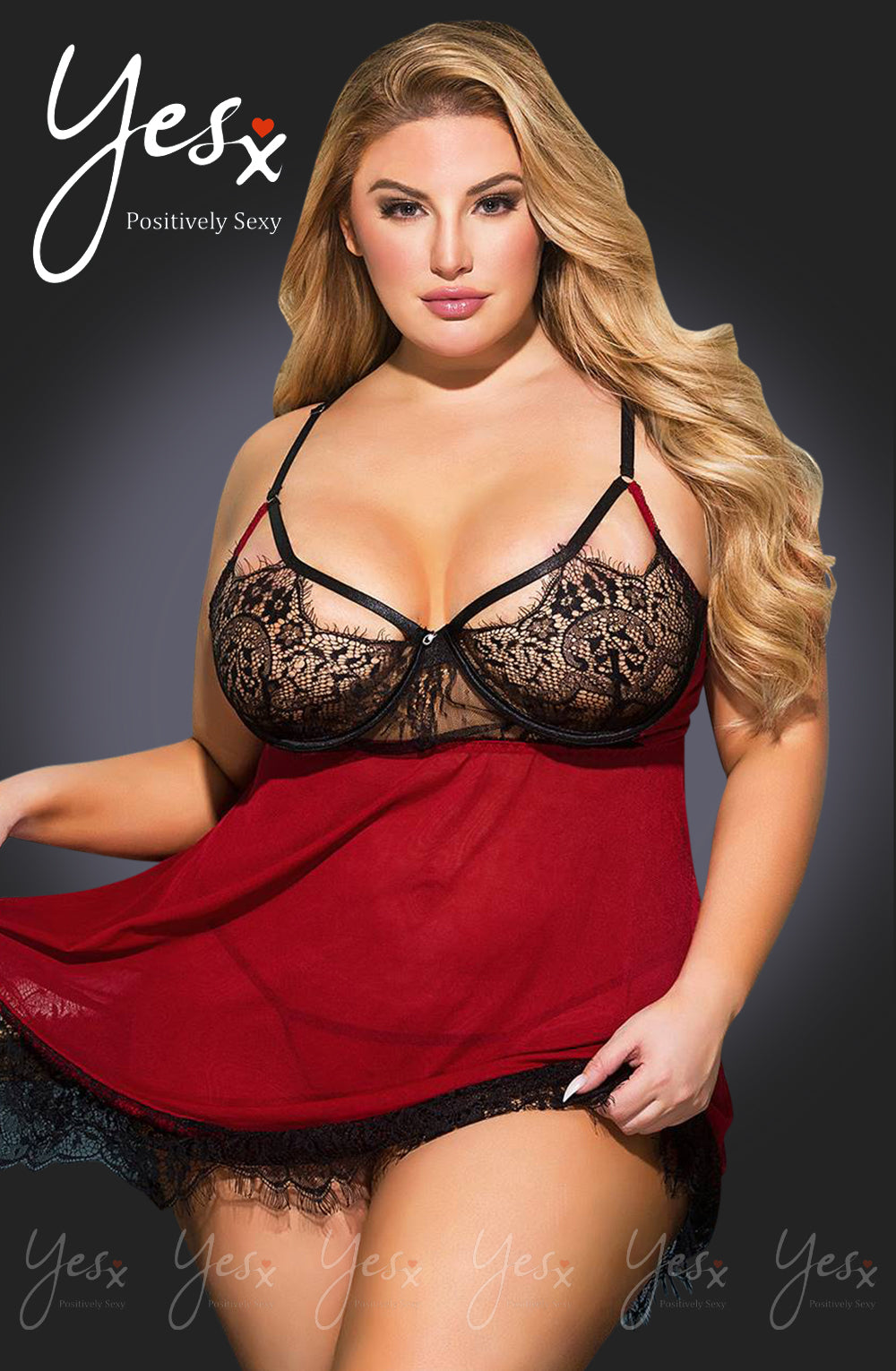 Vibrators, Sex Toy Kits and Sex Toys at Cloud9Adults - YesX YX958Q Black/Red Babydoll Set - Buy Sex Toys Online