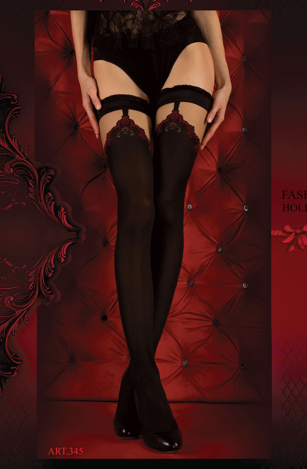 Vibrators, Sex Toy Kits and Sex Toys at Cloud9Adults - Ballerina 345 Hold Ups Nero (Black) / Red - Buy Sex Toys Online