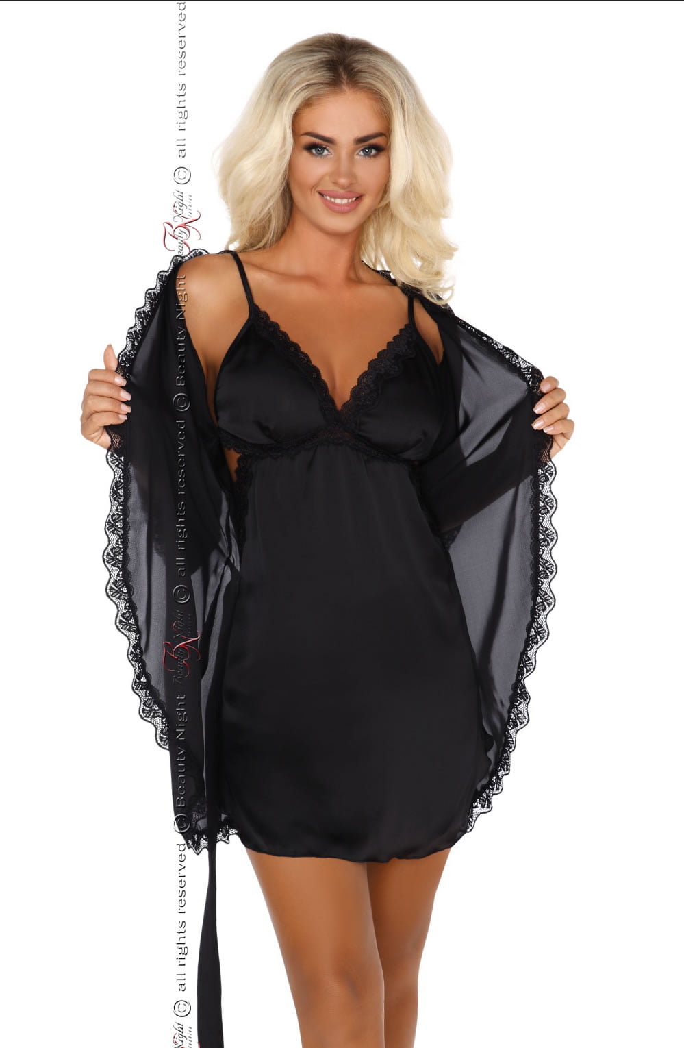 Vibrators, Sex Toy Kits and Sex Toys at Cloud9Adults - Beauty Night BN6487 Shannon Dressing Gown Black - Buy Sex Toys Online