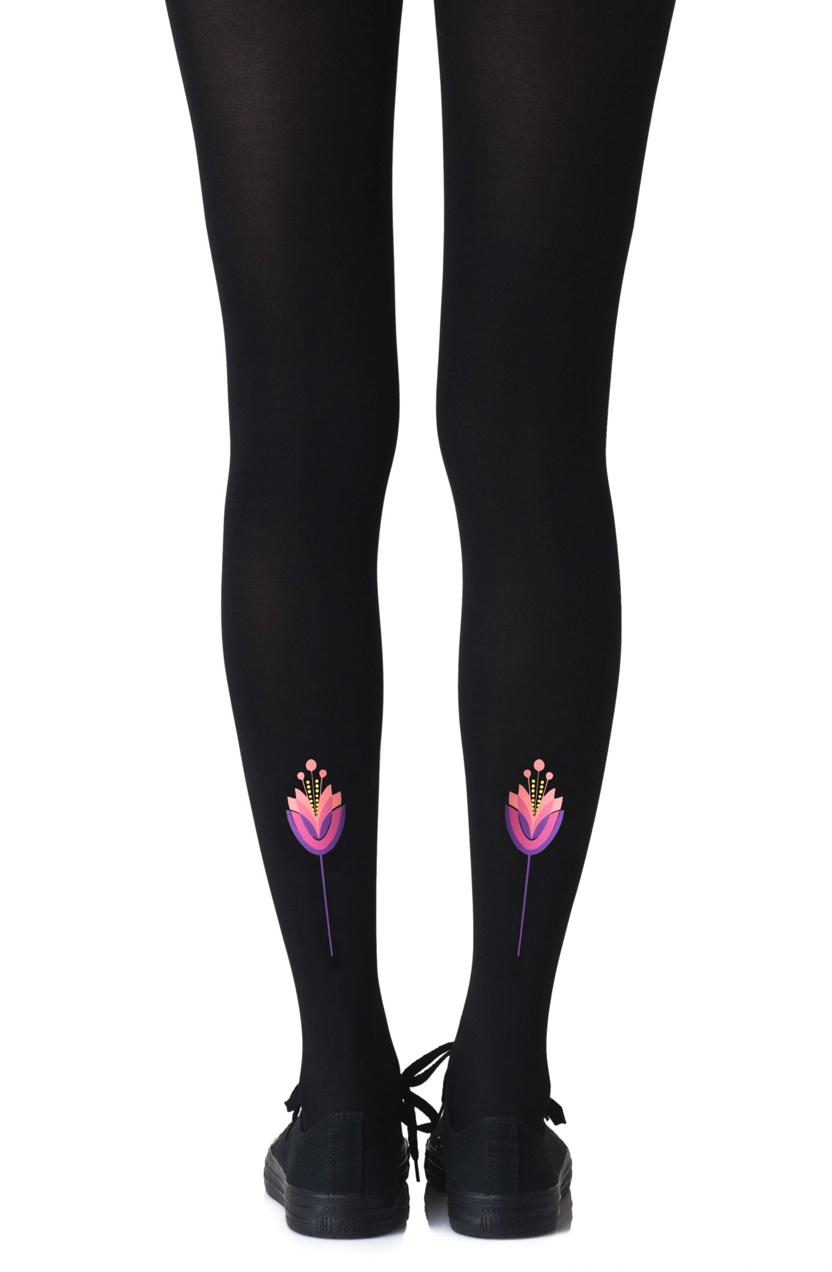 Vibrators, Sex Toy Kits and Sex Toys at Cloud9Adults - Zohara "Lotus Position" Black Print Tights - Buy Sex Toys Online