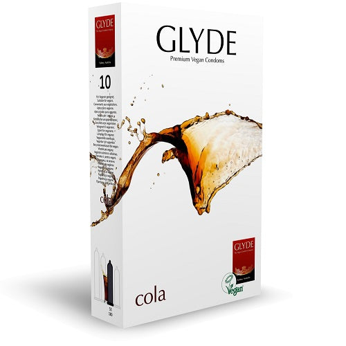 Vibrators, Sex Toy Kits and Sex Toys at Cloud9Adults - Glyde Ultra Cola Flavour Vegan Condoms 10 Pack - Buy Sex Toys Online