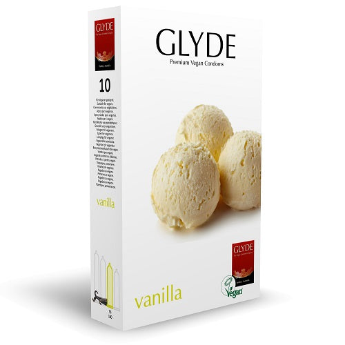 Vibrators, Sex Toy Kits and Sex Toys at Cloud9Adults - Glyde Ultra Vanilla Flavour Vegan Condoms 10 Pack - Buy Sex Toys Online