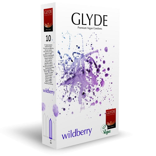 Vibrators, Sex Toy Kits and Sex Toys at Cloud9Adults - Glyde Ultra Wildberry Flavour Vegan Condoms 10 Pack - Buy Sex Toys Online