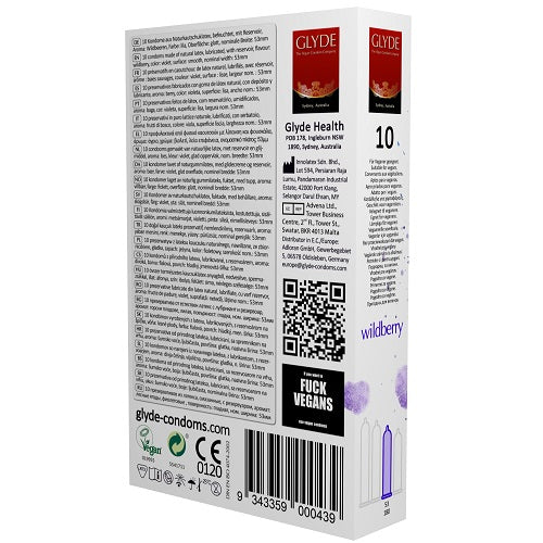 Vibrators, Sex Toy Kits and Sex Toys at Cloud9Adults - Glyde Ultra Wildberry Flavour Vegan Condoms 10 Pack - Buy Sex Toys Online