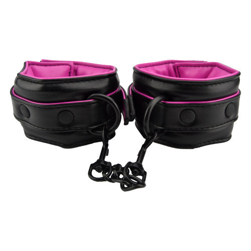 Vibrators, Sex Toy Kits and Sex Toys at Cloud9Adults - Bound to Please Pink & Black Wrist Cuffs - Buy Sex Toys Online