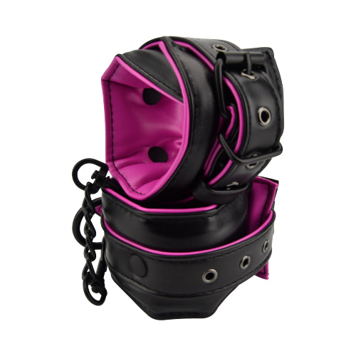 Vibrators, Sex Toy Kits and Sex Toys at Cloud9Adults - Bound to Please Pink & Black Ankle Cuffs - Buy Sex Toys Online