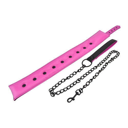 Vibrators, Sex Toy Kits and Sex Toys at Cloud9Adults - Bound to Please Pink & Black Bondage Collar & Leash - Buy Sex Toys Online