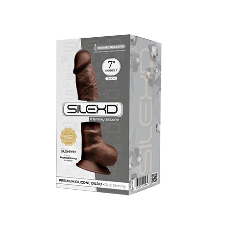 Vibrators, Sex Toy Kits and Sex Toys at Cloud9Adults - SilexD 7 inch Realistic Silicone Dual Density Dildo with Suction Cup and Balls Brown - Buy Sex Toys Online