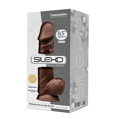 Vibrators, Sex Toy Kits and Sex Toys at Cloud9Adults - SilexD 8.5 inch Realistic Silicone Dual Density Girthy Dildo with Suction Cup with Balls Brown - Buy Sex Toys Online