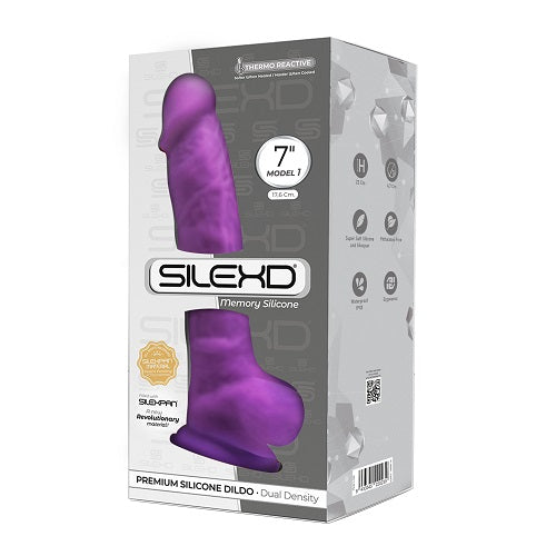 Vibrators, Sex Toy Kits and Sex Toys at Cloud9Adults - SilexD 7 inch Realistic Silicone Dual Density Dildo with Suction Cup and Balls Purple - Buy Sex Toys Online
